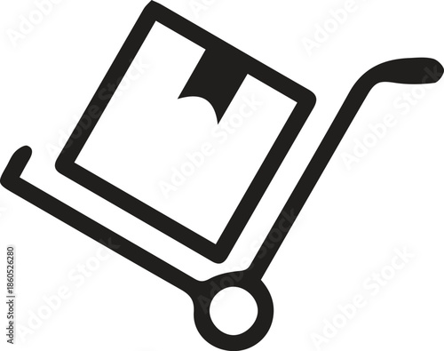 Hand truck carrying a cardboard box icon