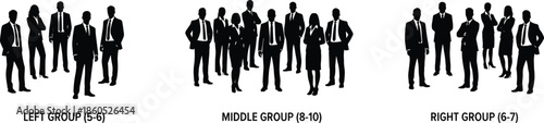 Business people silhouettes groups standing together corporate team leadership professionals isolated white background office illustration vector teamwork concept