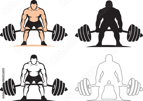 deadlift exercise icon bundle