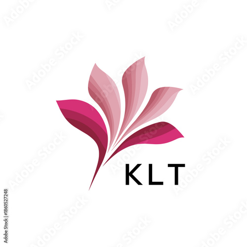  Modern Pink Leaf Logo Vector, KLT Later Logo, Gradient Petal Logo Concept, Creative Minimal Nature Logo, floral, abstract, logo, leaf, petal, pink, gradient, 
