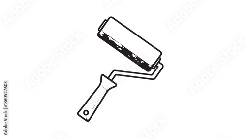Illustration of a paint roller tool for painting walls and crafts.
