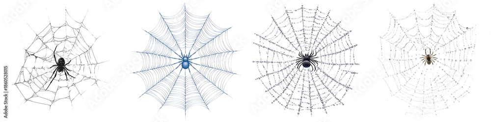 Obraz premium Filament thread – A fine thread-like material used by spiders to create webs. Isolated on Clear White Background Highly Detailed
