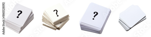 Flashcards – Cards used for studying, with a question or concept on one side and the answer or explanation on the other. Isolated on Clear White Background Highly Detailed