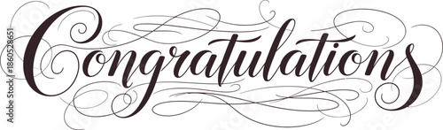 Elegant handwritten cursive calligraphy of the word Congratulations, perfect for celebrations and special events