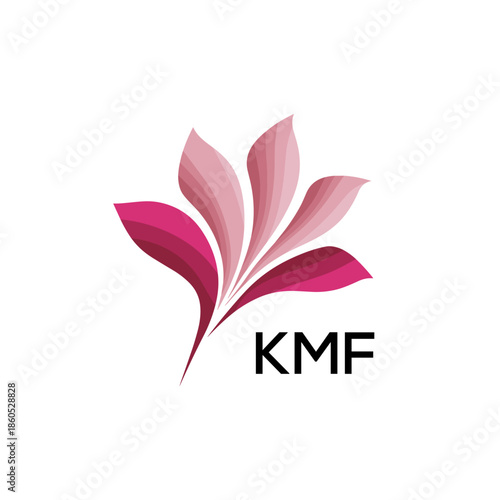  Modern Pink Leaf Logo Vector, KMF Later Logo, Gradient Petal Logo Concept, Creative Minimal Nature Logo, floral, abstract, logo, leaf, petal, pink, gradient, 
