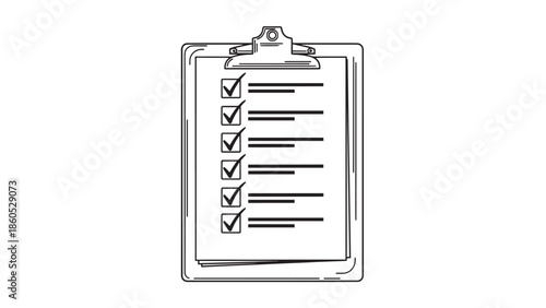 Neatly arranged clipboard featuring a printed checklist for office planning and task management.