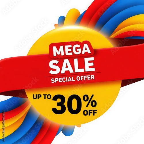 Mega sale special offer banner isolated on transparent background