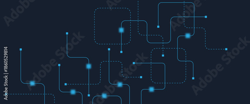 Abstract digital AI circuit board background with tech icons. Digital technology motherboard texture design. Engineering circuit board concept for poster, header, banner, website, presentation