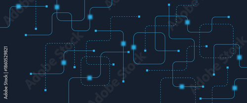 Abstract digital AI circuit board background with tech icons. Digital technology motherboard texture design. Engineering circuit board concept for poster, header, banner, website, presentation