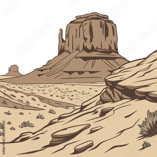 Desert basin lip with rounded crest realistic rocky outcrop