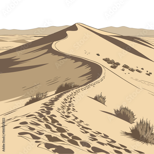 Desert basin lip with rounded crest realistic sand