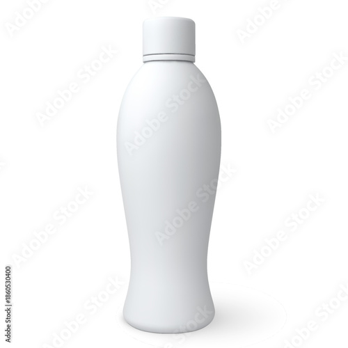 3D mockup of yogurt, juice or milk dairy drink products package, vector realistic white plastic bottle with screw-on lid