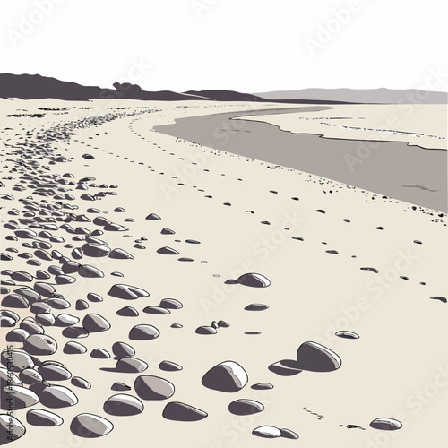 Coastal flat with tide polished sand realistic beach