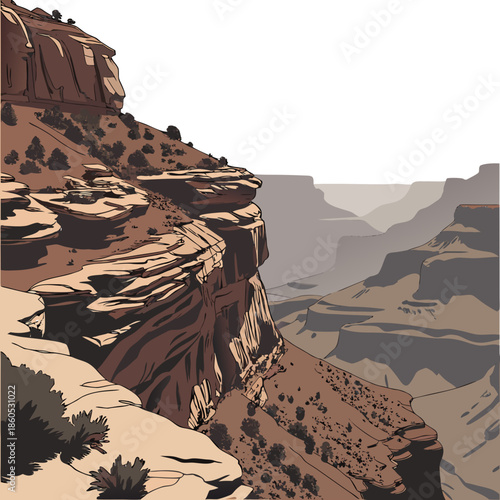 Canyon overlook with depth perspective realistic landscape
