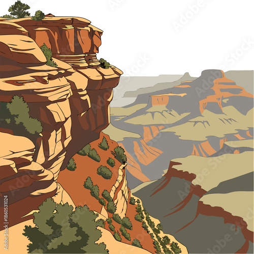 Canyon overlook with depth perspective realistic landscape 1