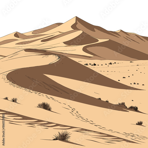 Desert hill group with varied heights realistic sand