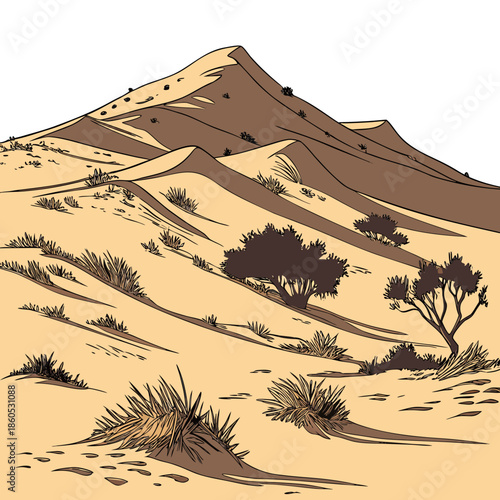Desert hill group with varied heights realistic mountain