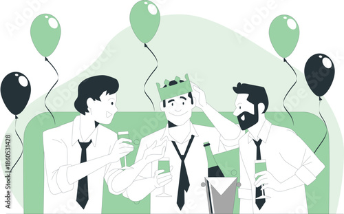 Baker holding tray of desserts in a kitchen with various pastries on shelves