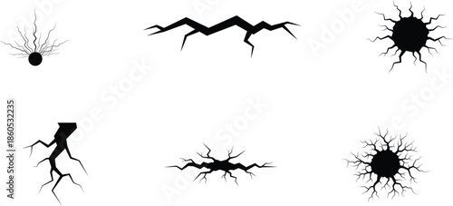 cracked surface textures and shapes for graphic design  various cracks