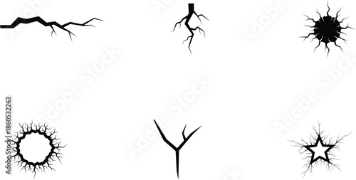 cracks and breaks in different shapes and forms