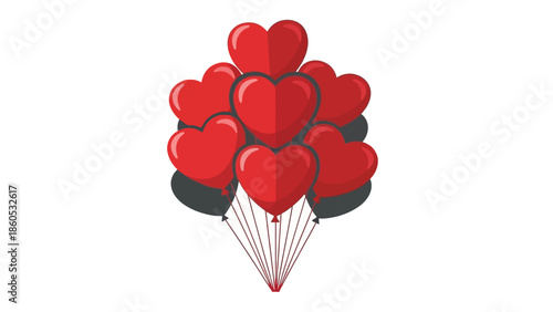 Cluster of Red Heart Shaped Balloons.