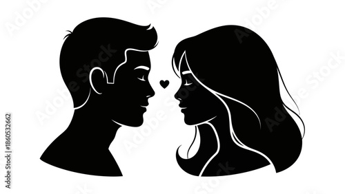 Silhouette of Couple Facing Each Other.