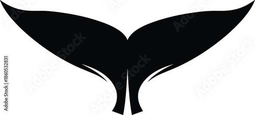 Whale tail silhouette icon, ocean dive symbol, marine life vector illustration, graphic nautical bundle, sea conservation design pack