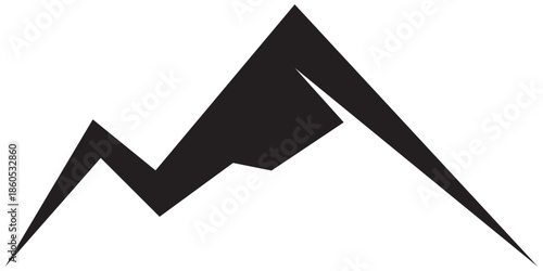 Jagged mountain peaks black silhouette mountains vector.