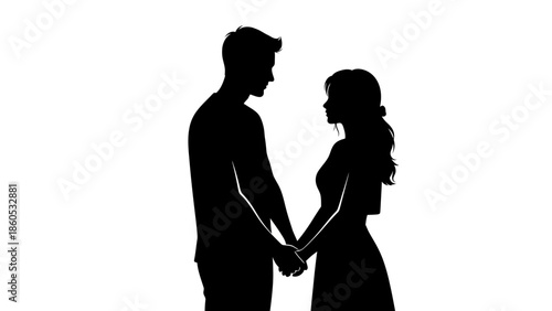 Couple Holding Hands in Silhouette.