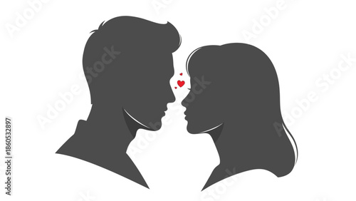 Man and Woman Silhouette with Heart.