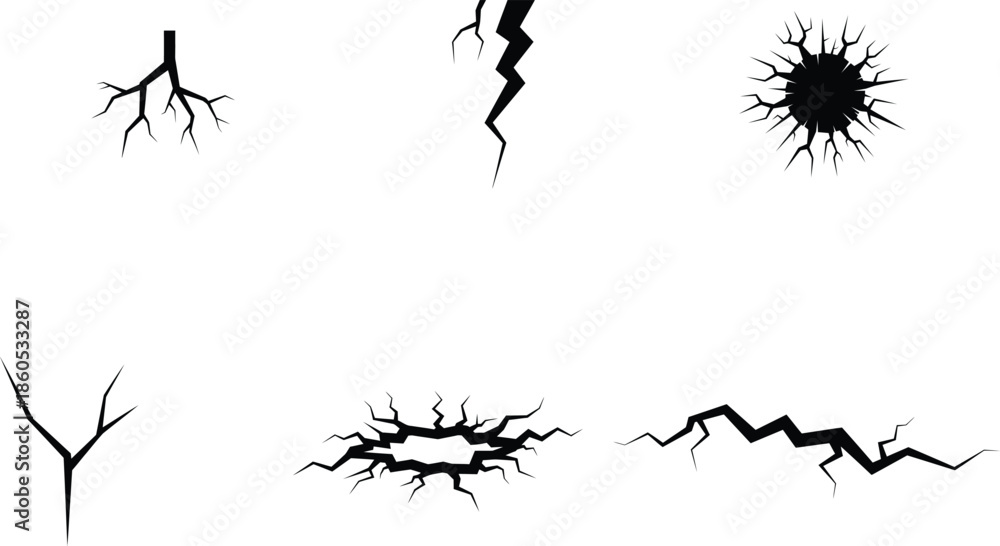 Obraz premium cracks and breaks in the ground various shapes and sizes