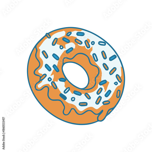 Delicious Glazed Ring Shaped Donut Isolated On White Background.