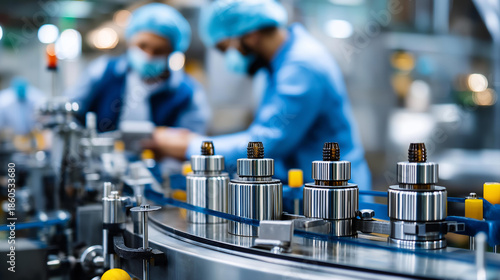 Wallpaper Mural Industrial quality control inspection on food production line, manufacturing process, safety standards, factory operations, defocused background, with copy space Torontodigital.ca