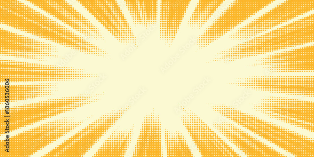 Obraz premium Yellow background of the Book in comic style pop art superhero. Pop art yellow comics book cartoon for comic superhero text, speech bubble, message.