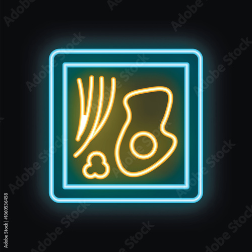 Neon medical x ray glowing in a frame on a black background, perfect for healthcare, medical imaging, and diagnostic procedures