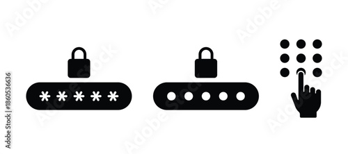 Pin code icon. Keypad icon. Code lock icon set. Password icon symbol collection