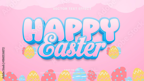 happy easter editable text effect 3d vector
