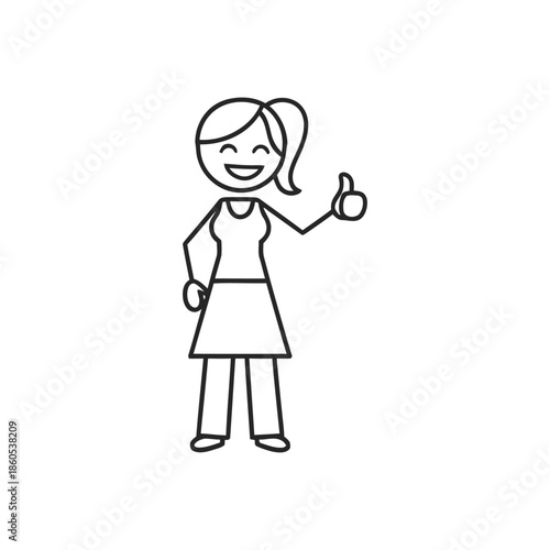 Cartoon Girl Giving a Thumbs Up Pose.
