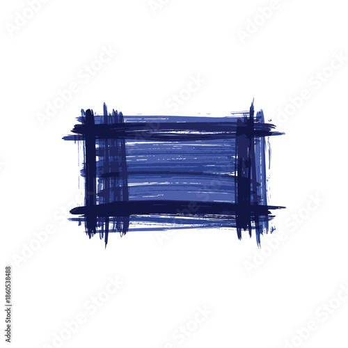 Blue Abstract Brush Stroke Rectangle Art.