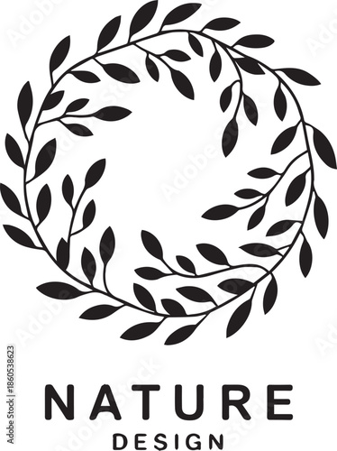 nature spiral vine logo with leaves emblem for brand