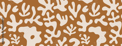 pattern organic amoeba shapes seamless repeat brown background