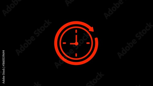Spinning 24 Hour Clock Icon Deadline Time Concept Animation