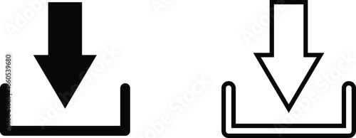 Minimalist download icon in two styles, filled and outlined, for user interface design Vector