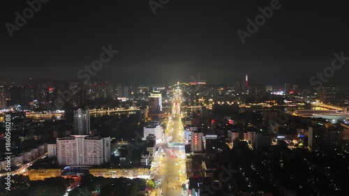 Wallpaper Mural Wenmiao Square at Night, Deyang Sichuan - Aerial City View Torontodigital.ca