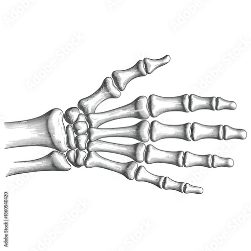 Anatomical illustration of the human hand and wrist bones