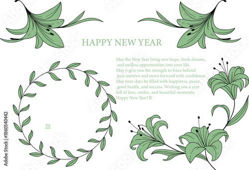 Black and white lily flower line art collection, floral botanical illustration set for logo, wedding invitation, tattoo, printable design elements