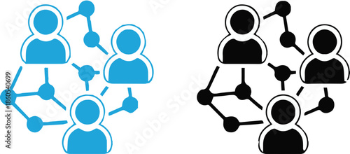 network distributed web of people nodes links communication icons