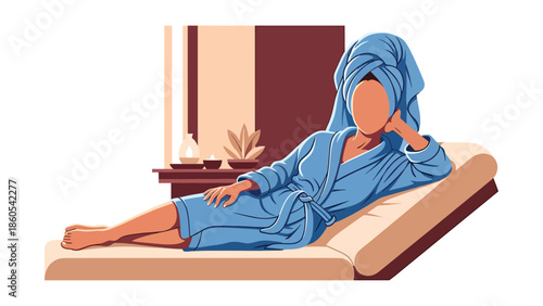 Modern vector illustration of woman relaxing at luxury spa, wellness, self-care, and premium beauty lifestyle concept ideal for health branding