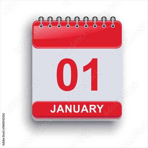 January 01 Daily Calendar Template Clean Design