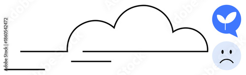 Pollution concept. Pollution affecting nature and mental well-being with minimalist symbols. Pollution awareness for climate change, sustainability, environmental campaigns, and eco-education